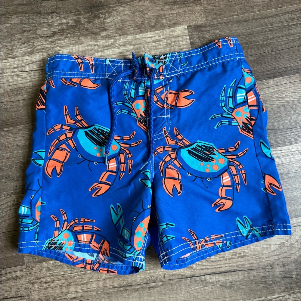 OshKosh B'gosh Blue Swim Shorts with Orange & Teal Crab Print